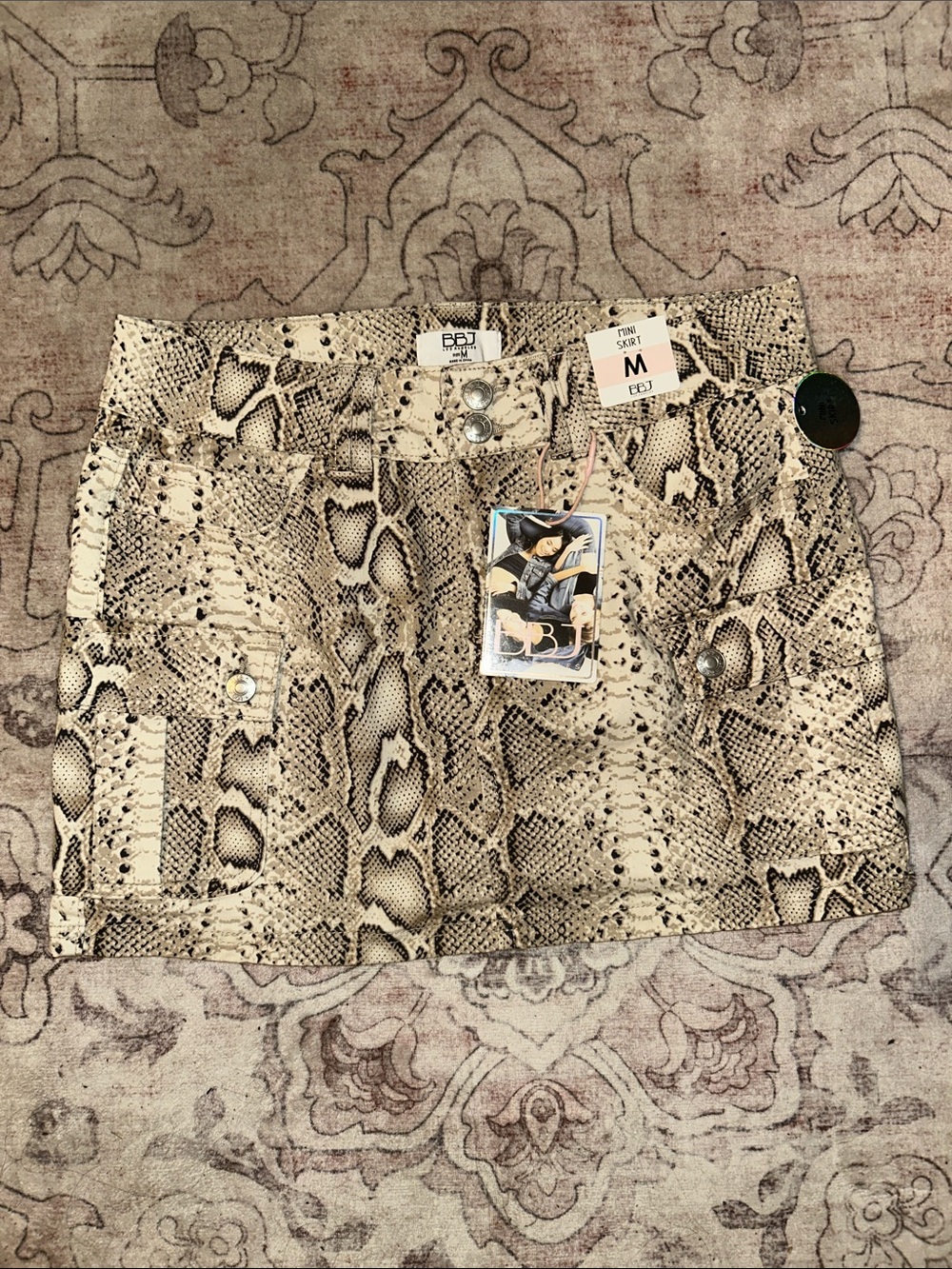 BBJ Snake-Print Mini Skirt - Cream & Brown